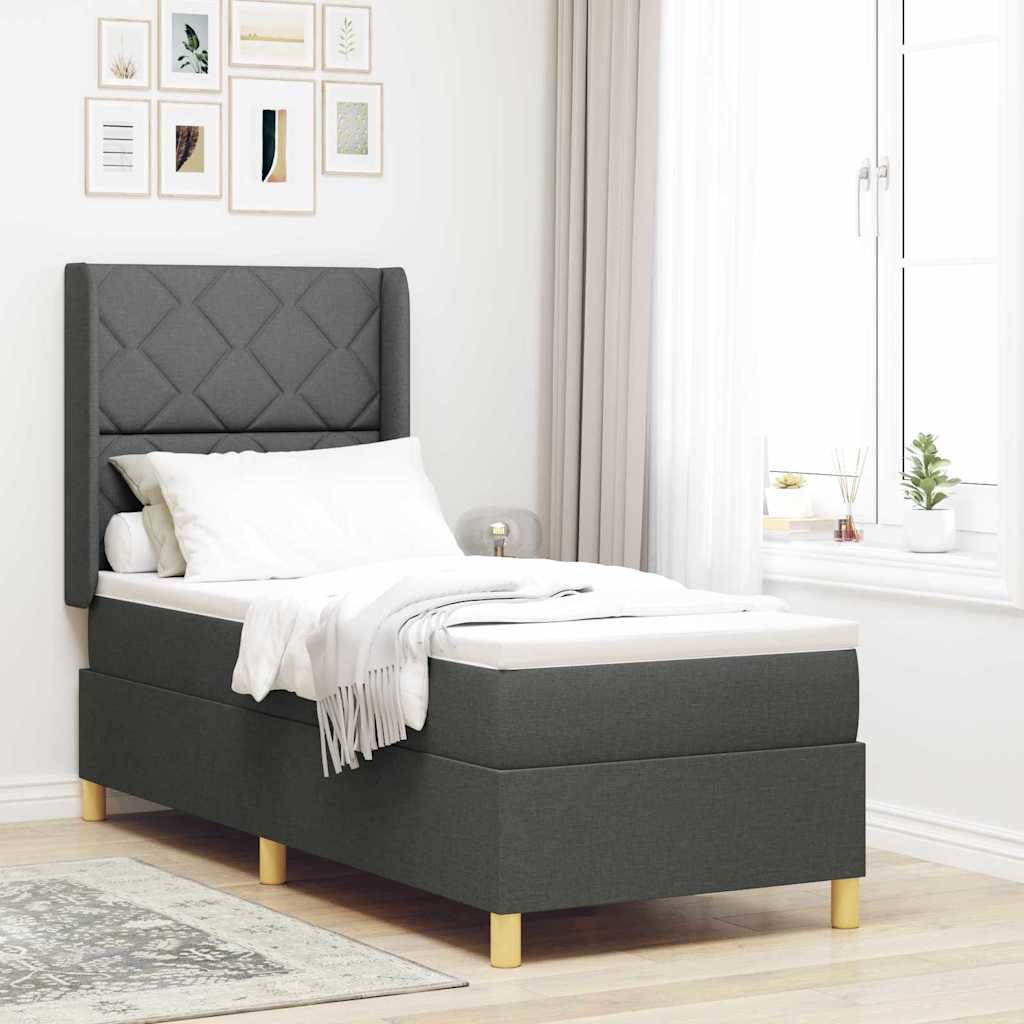 Box spring seng med LED-lysstrimler Grå 80 x 200 cm Stof