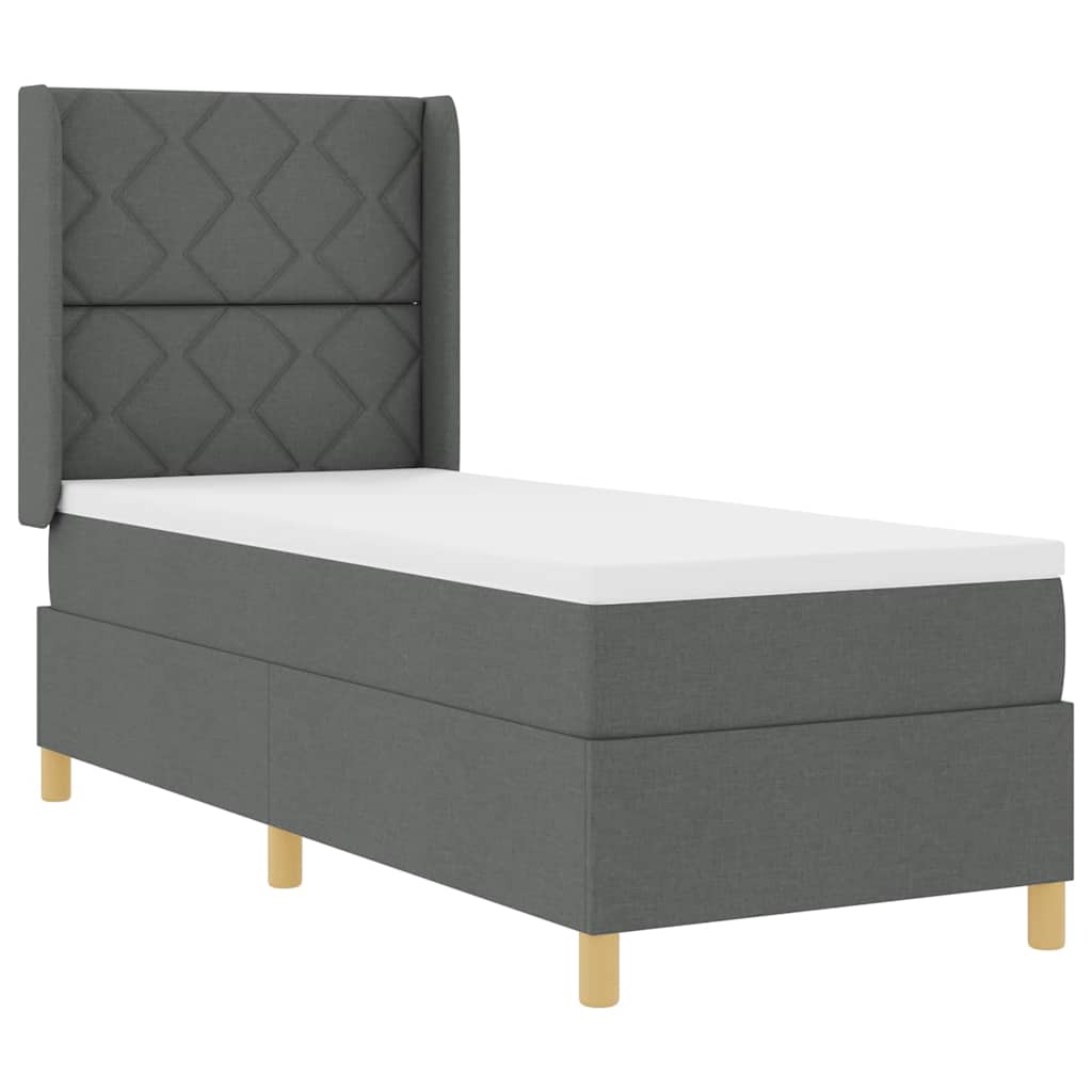 Box spring seng med LED-lysstrimler Grå 80 x 200 cm Stof