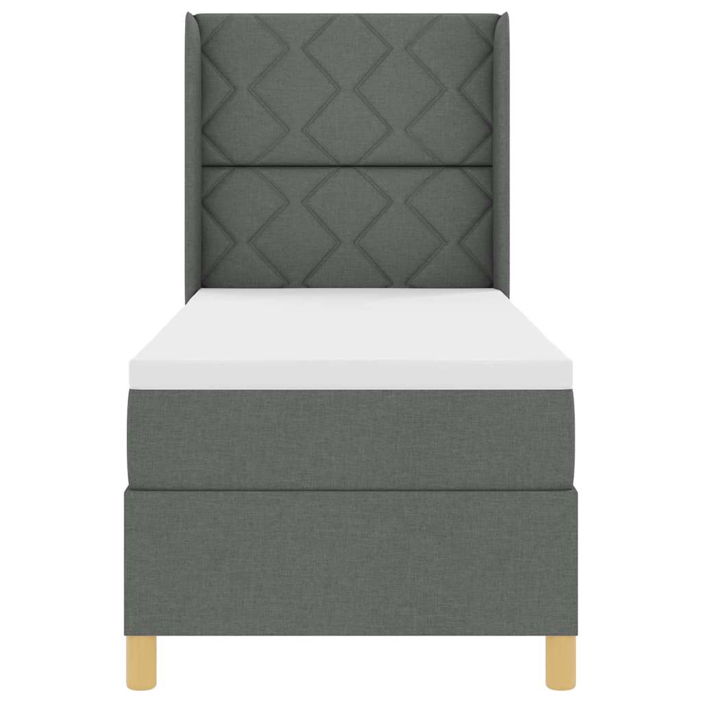 Box spring seng med LED-lysstrimler Grå 80 x 200 cm Stof