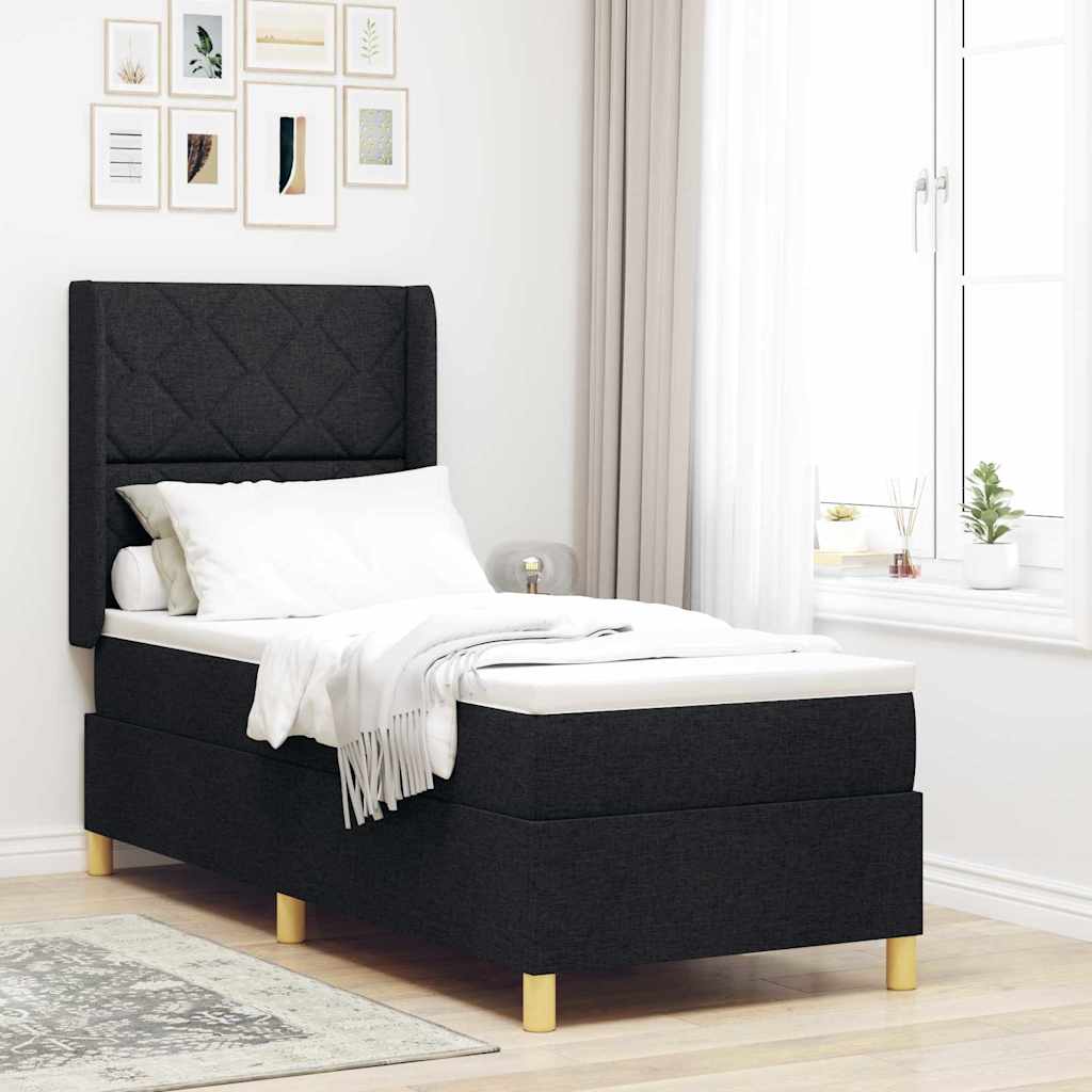 Box spring seng med LED-lysstrimler Sort 80 x 200 cm Stof