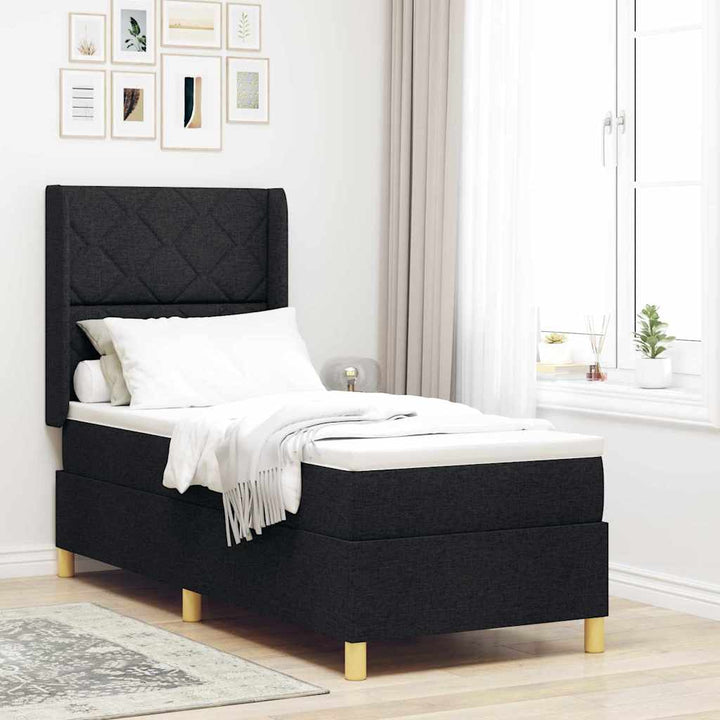 Box spring seng med LED-lysstrimler Sort 80 x 200 cm Stof