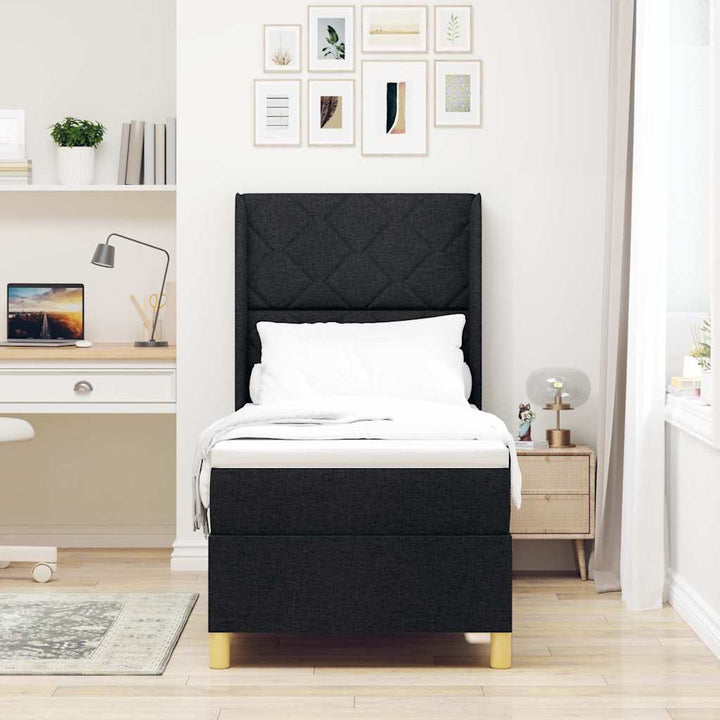 Box spring seng med LED-lysstrimler Sort 80 x 200 cm Stof