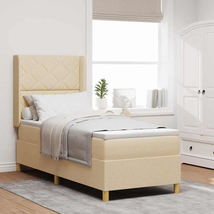 Box spring seng med LED-lysstrimler Creme 80 x 200 cm Stof