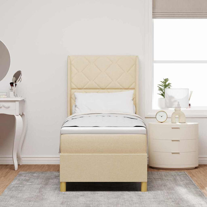 Box spring seng med LED-lysstrimler Creme 80 x 200 cm Stof