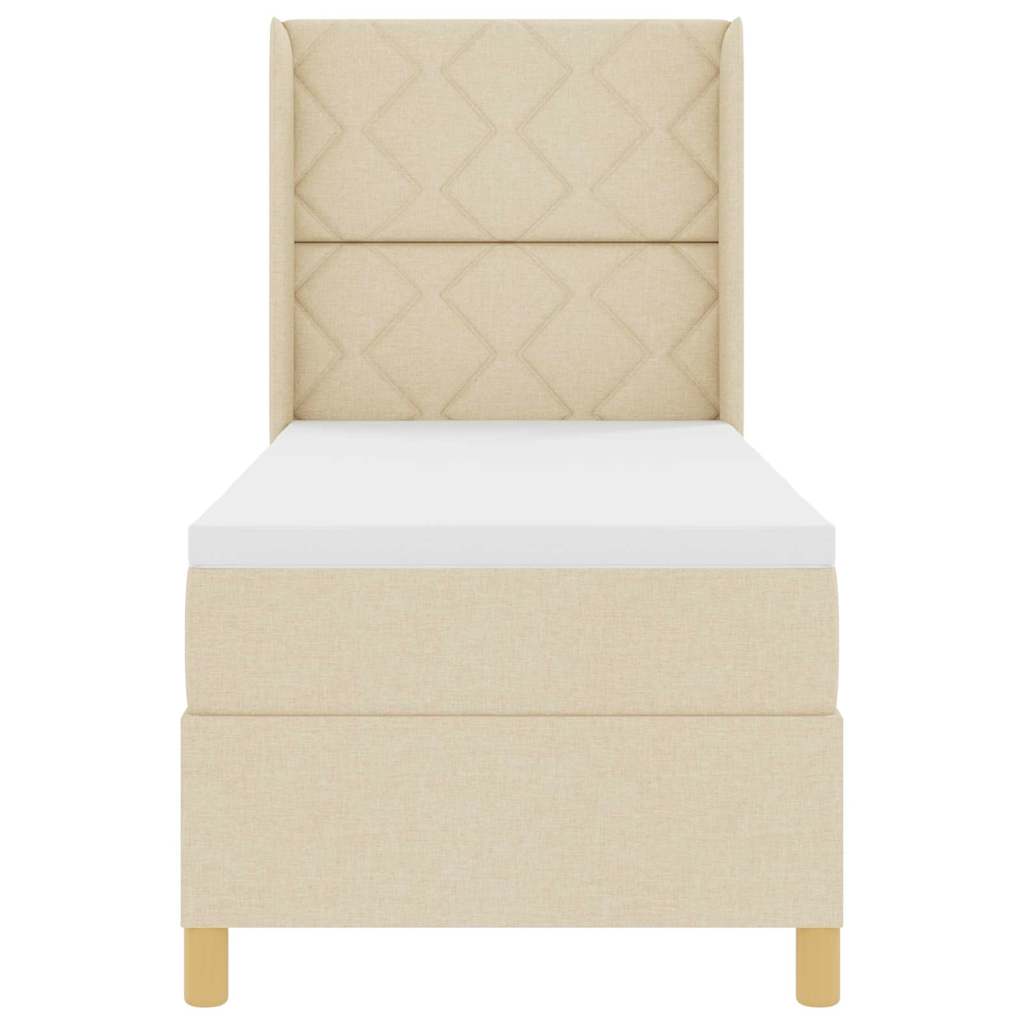 Box spring seng med LED-lysstrimler Creme 80 x 200 cm Stof