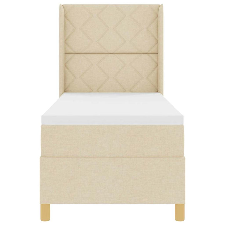 Box spring seng med LED-lysstrimler Creme 80 x 200 cm Stof