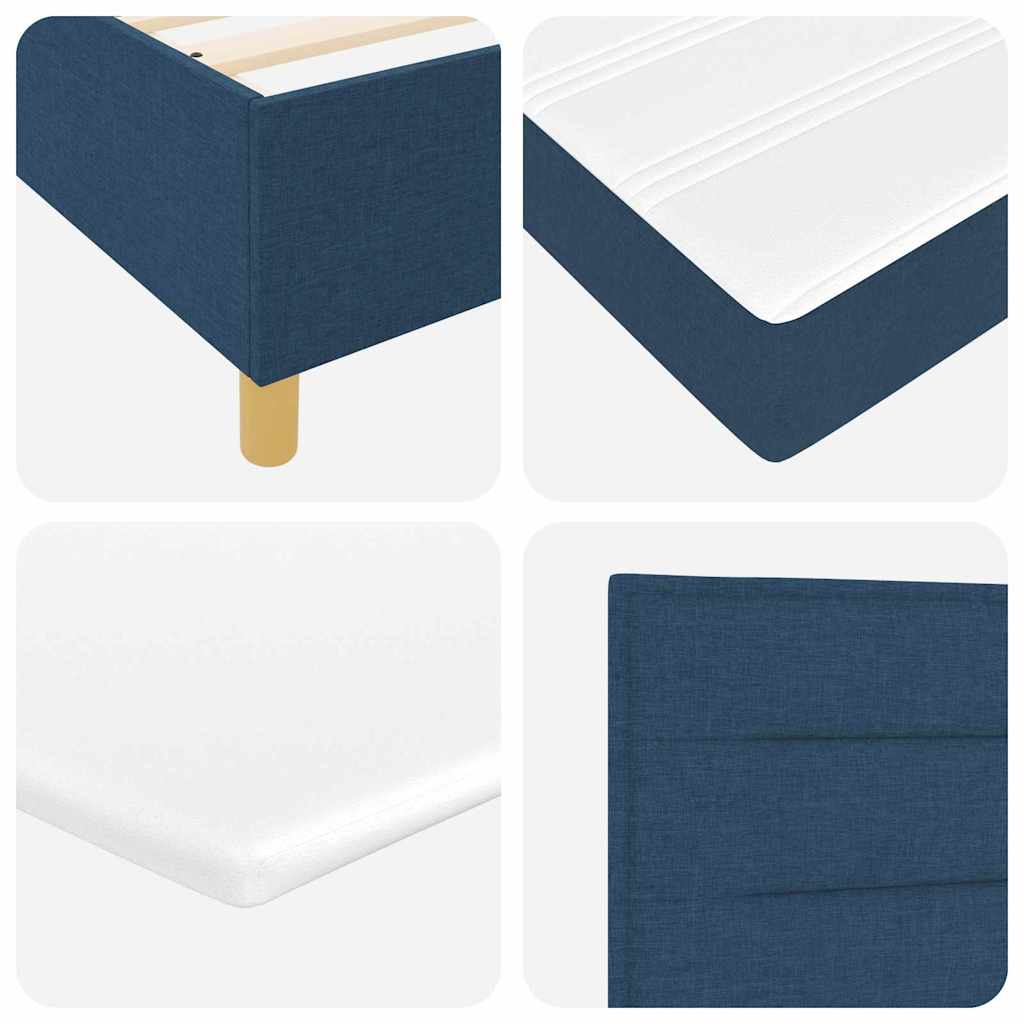 Box spring seng med LED-lysstrimler Blå 80 x 200 cm Stof