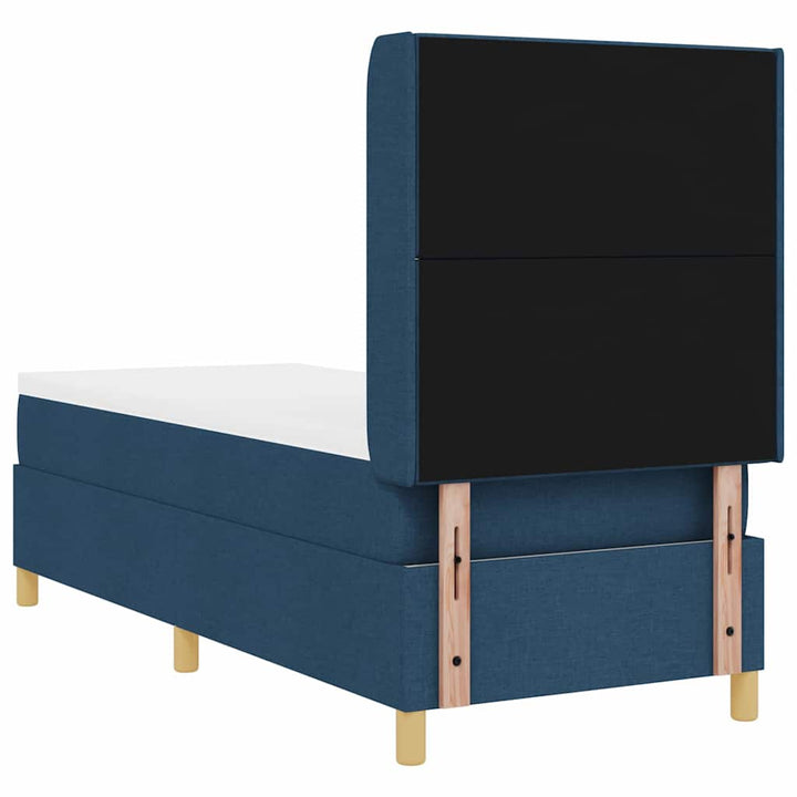 Box spring seng med LED-lysstrimler Blå 80 x 200 cm Stof