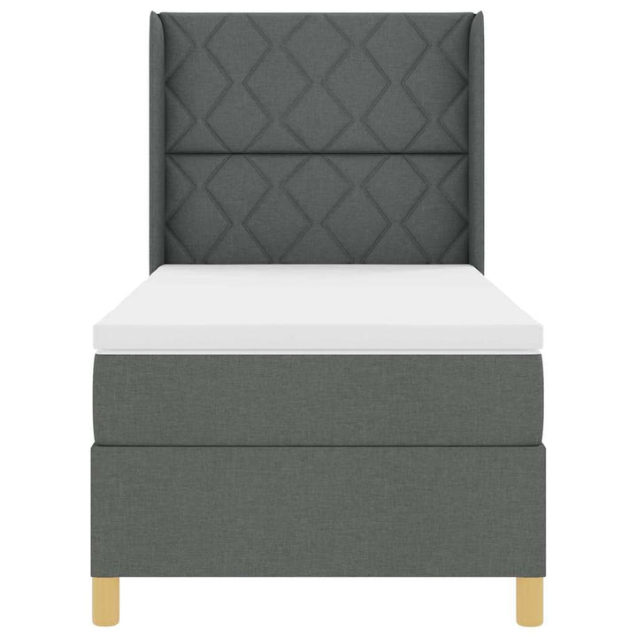 Box spring seng med LED-lysstrimler Grå 90 x 190 cm Stof