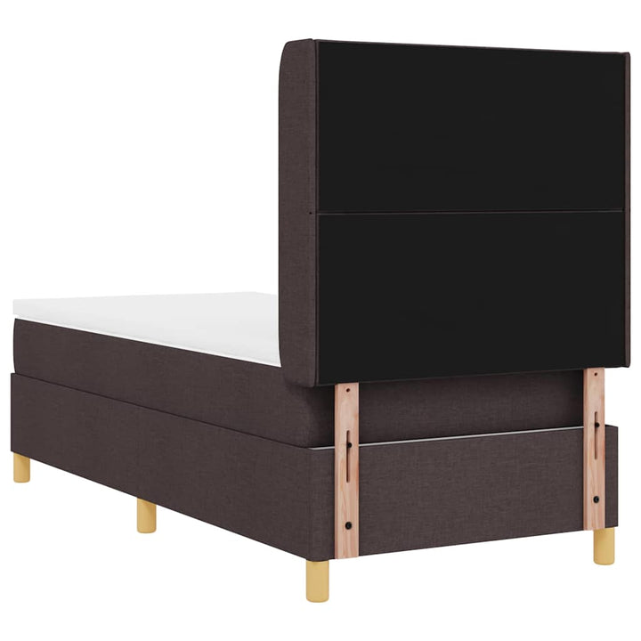 Box spring seng med LED-lysstrimler Brun 90 x 190 cm Stof