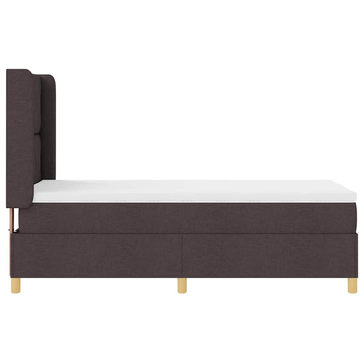 Box spring seng med LED-lysstrimler Brun 90 x 190 cm Stof
