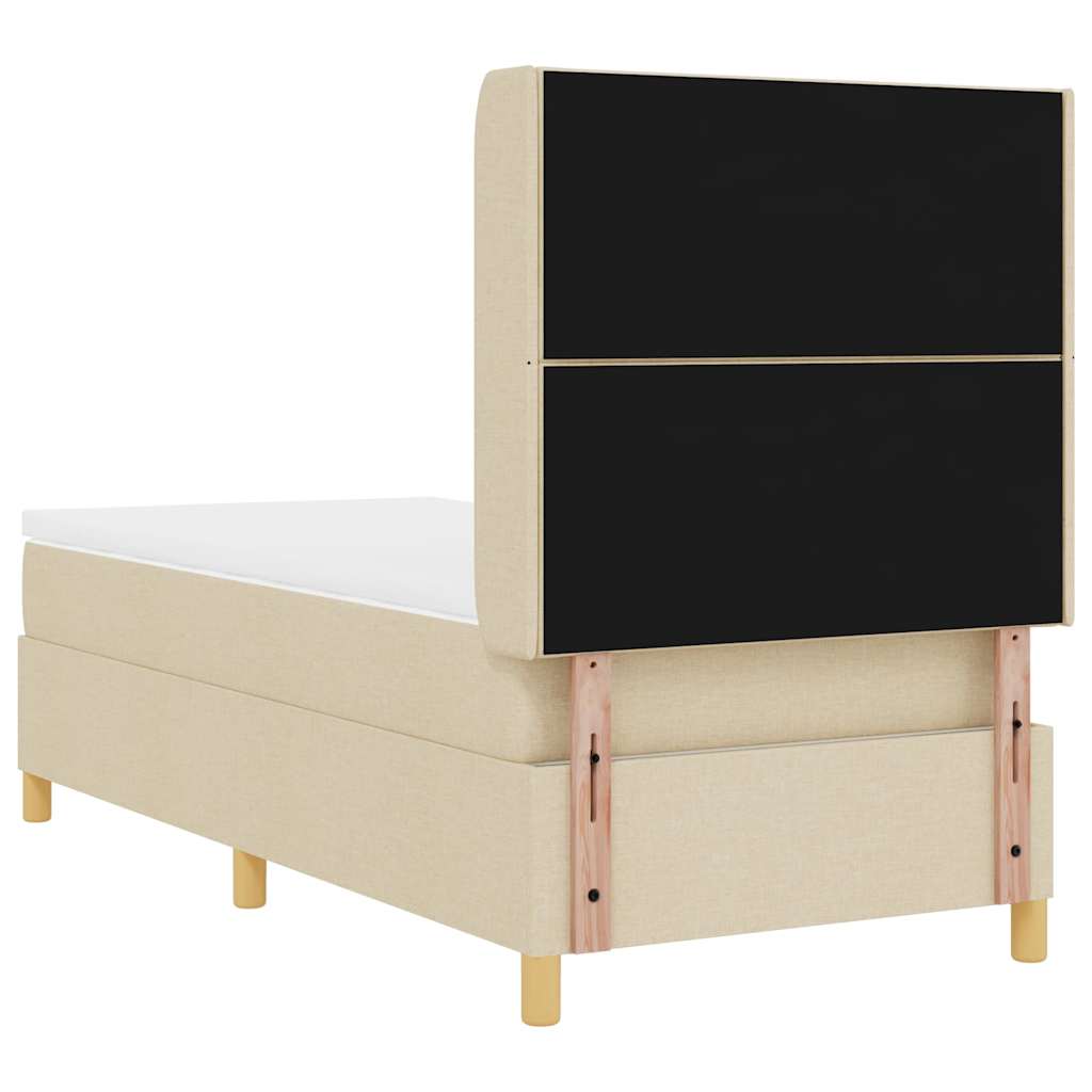 Box spring seng med LED-lysstrimler Creme 90 x 190 cm Stof