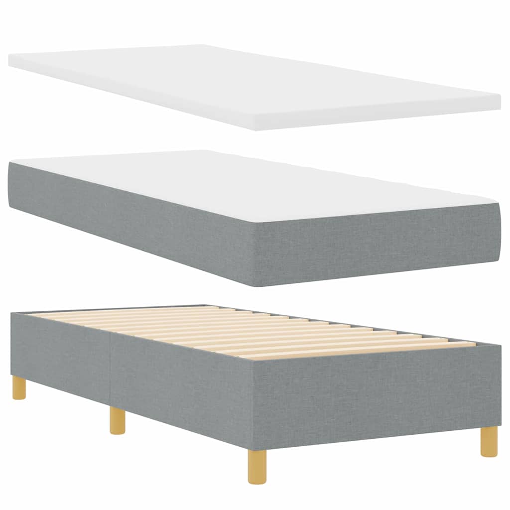 Box spring seng med LED-lysstrimler Lysegrå 90 x 200 cm Stof