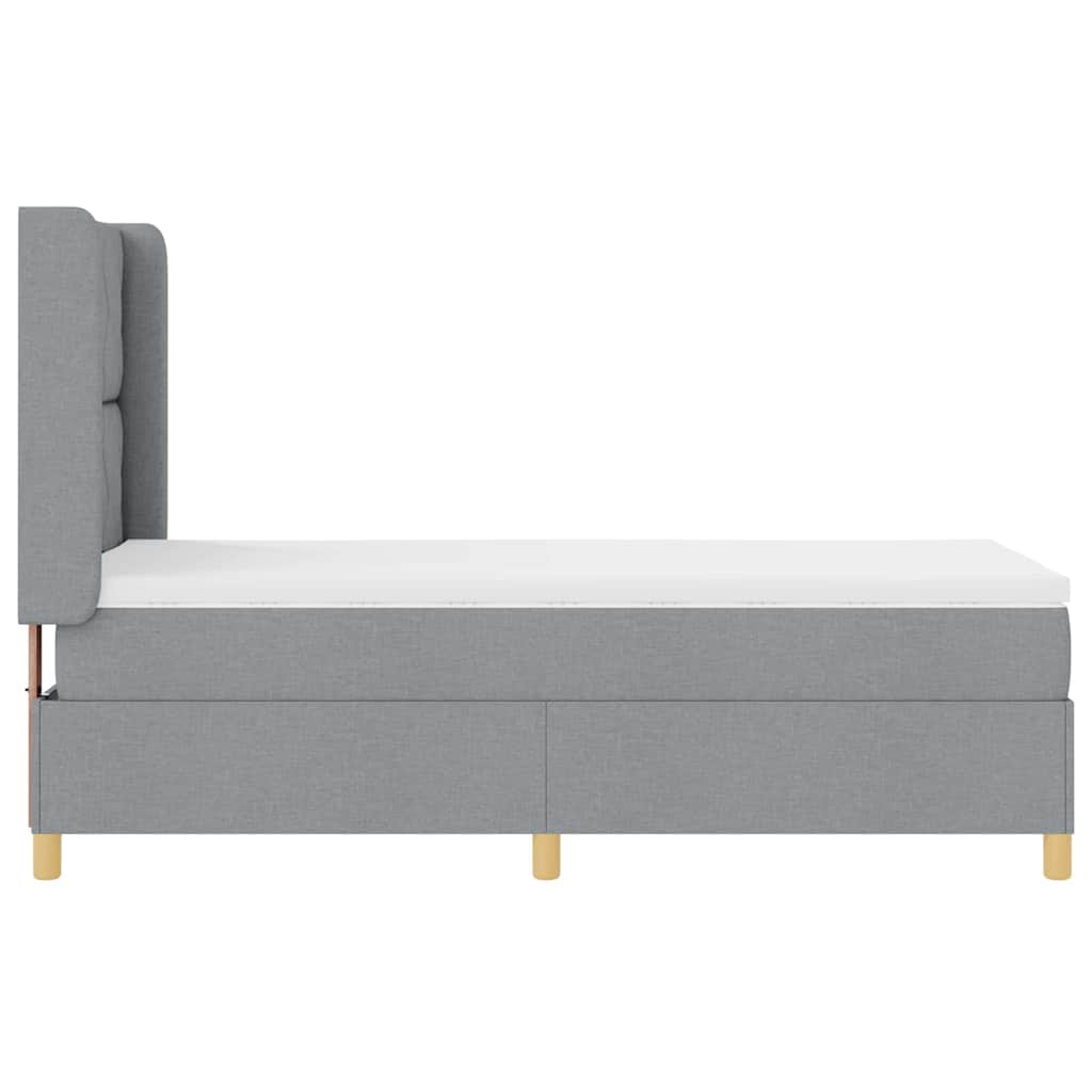 Box spring seng med LED-lysstrimler Lysegrå 90 x 200 cm Stof