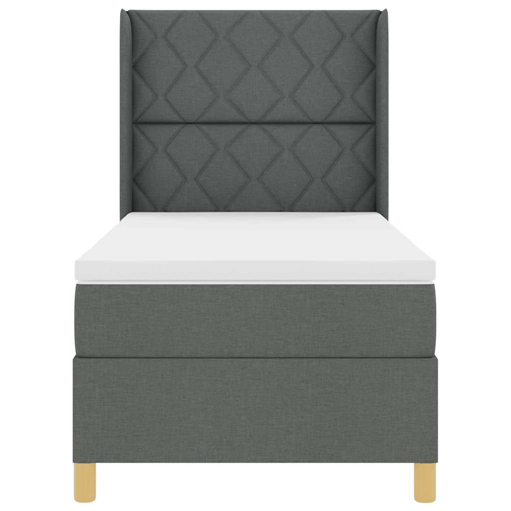 Box spring seng med LED-lysstrimler Grå 90 x 200 cm Stof