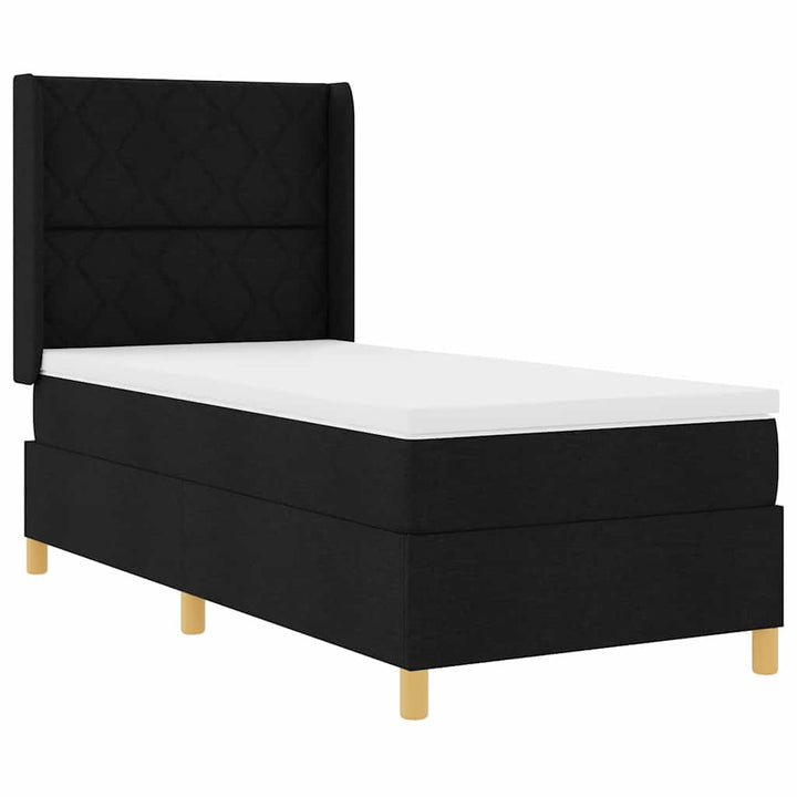 Box spring seng med LED-lysstrimler Sort 90 x 200 cm Stof