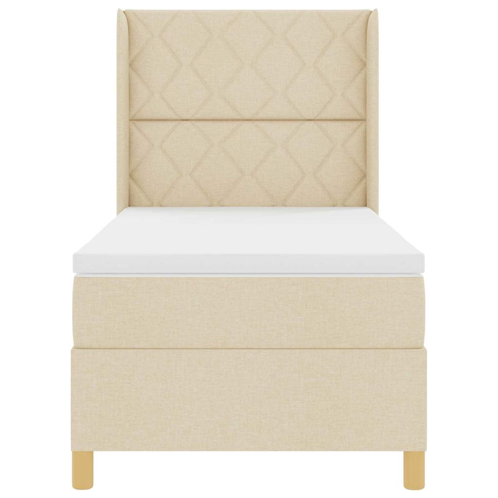 Box spring seng med LED-lysstrimler Creme 90 x 200 cm Stof