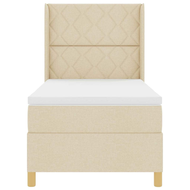 Box spring seng med LED-lysstrimler Creme 90 x 200 cm Stof