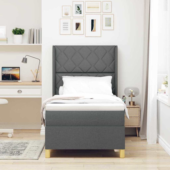 Box spring seng med LED-lysstrimler Grå 100 x 200 cm Stof