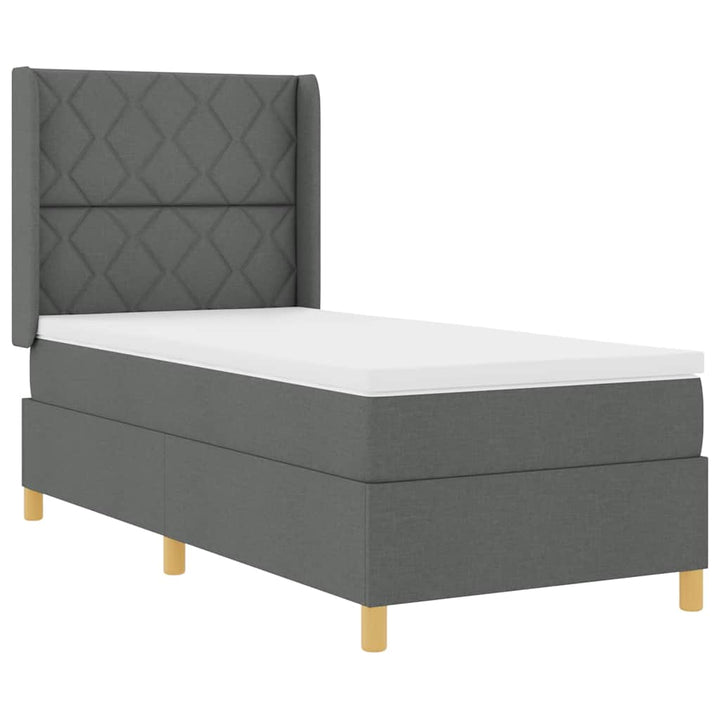 Box spring seng med LED-lysstrimler Grå 100 x 200 cm Stof