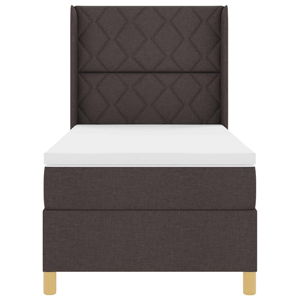 Box spring seng med LED-lysstrimler Brun 100 x 200 cm Stof