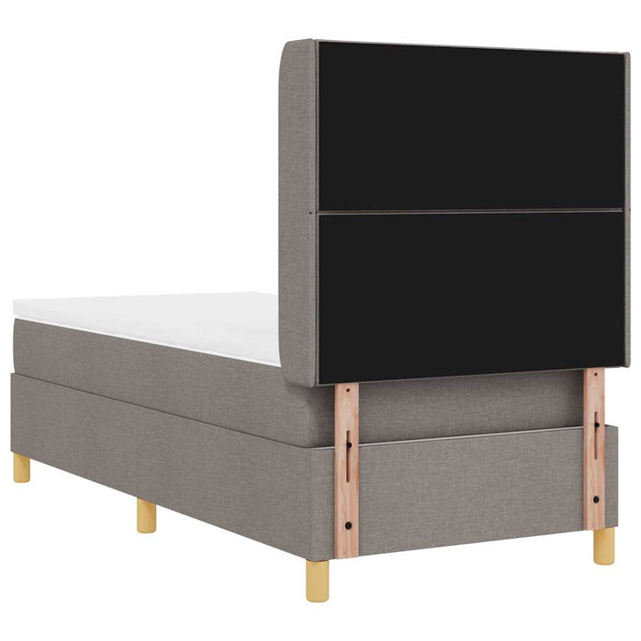 Box spring seng med LED-lysstrimler Gråbrun 100 x 200 cm Stof