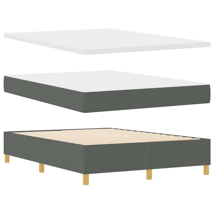 Box spring seng med LED-lysstrimler Grå 140 x 190 cm Stof
