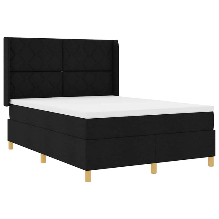 Box spring seng med LED-lysstrimler Sort 140 x 190 cm Stof