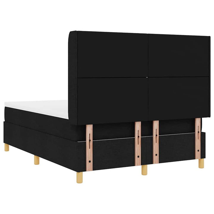 Box spring seng med LED-lysstrimler Sort 140 x 190 cm Stof