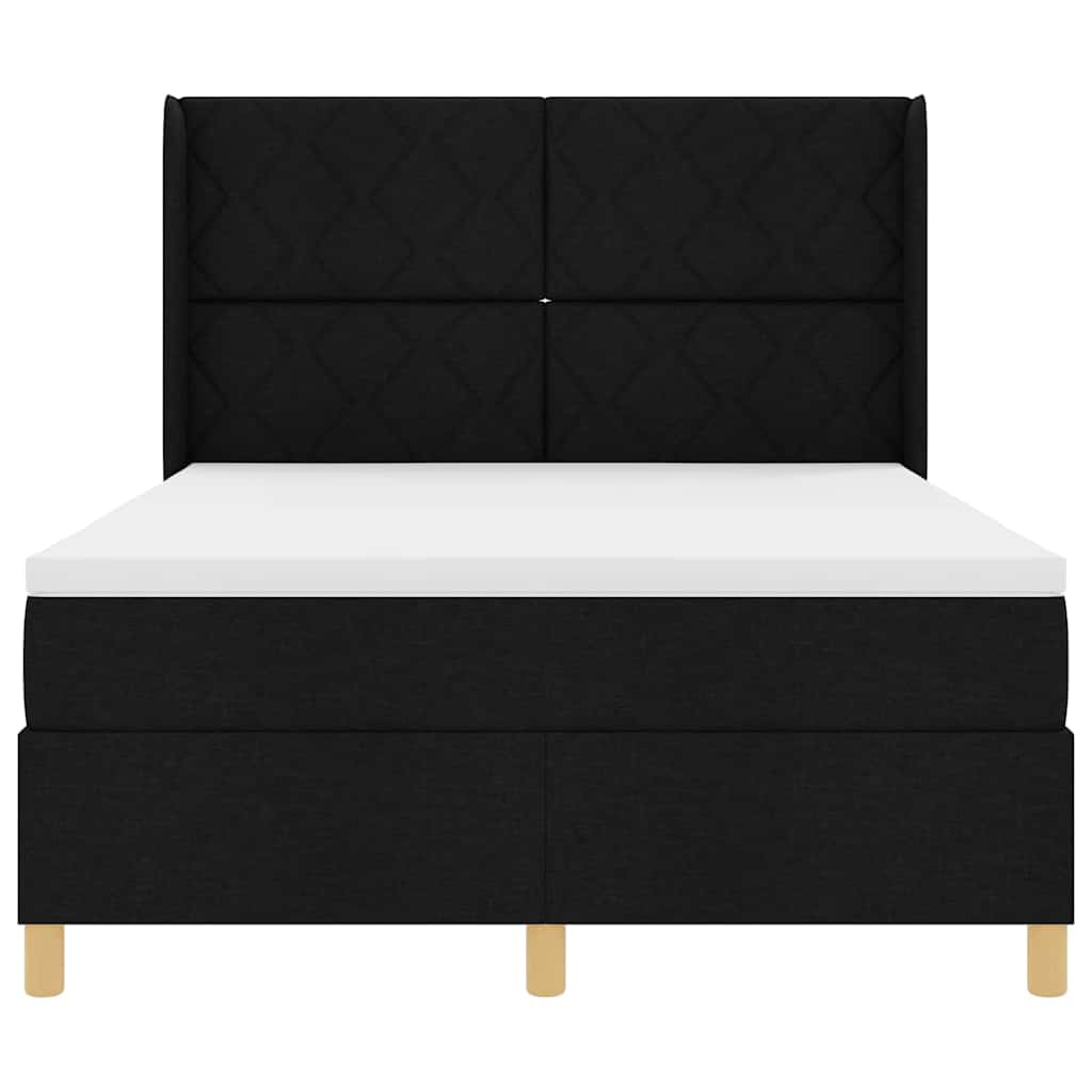 Box spring seng med LED-lysstrimler Sort 140 x 190 cm Stof