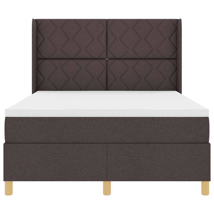 Box spring seng med LED-lysstrimler Brun 140 x 190 cm Stof