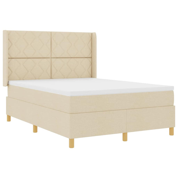 Box spring seng med LED-lysstrimler Creme 140 x 190 cm Stof