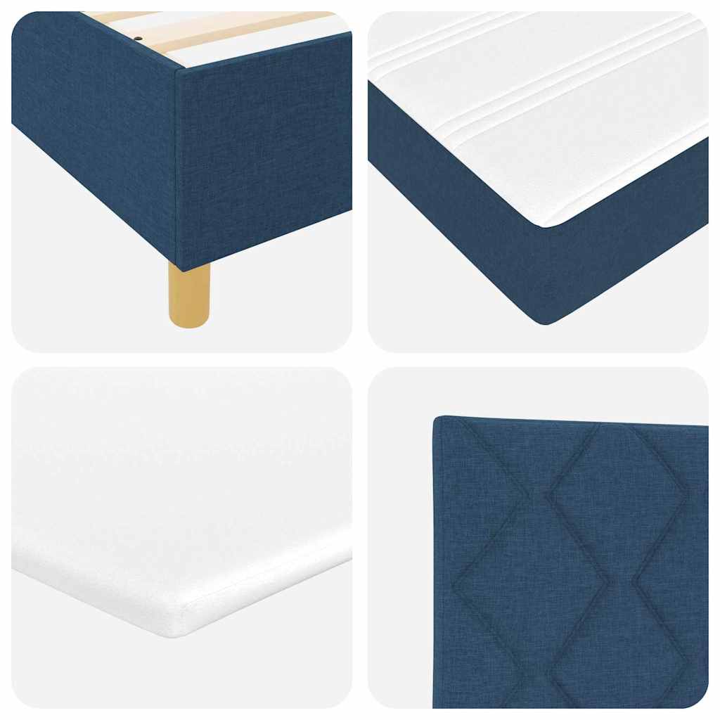Box spring seng med LED-lysstrimler Blå 140 x 190 cm Stof