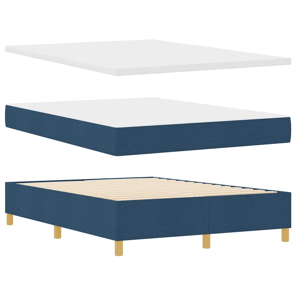 Box spring seng med LED-lysstrimler Blå 140 x 190 cm Stof