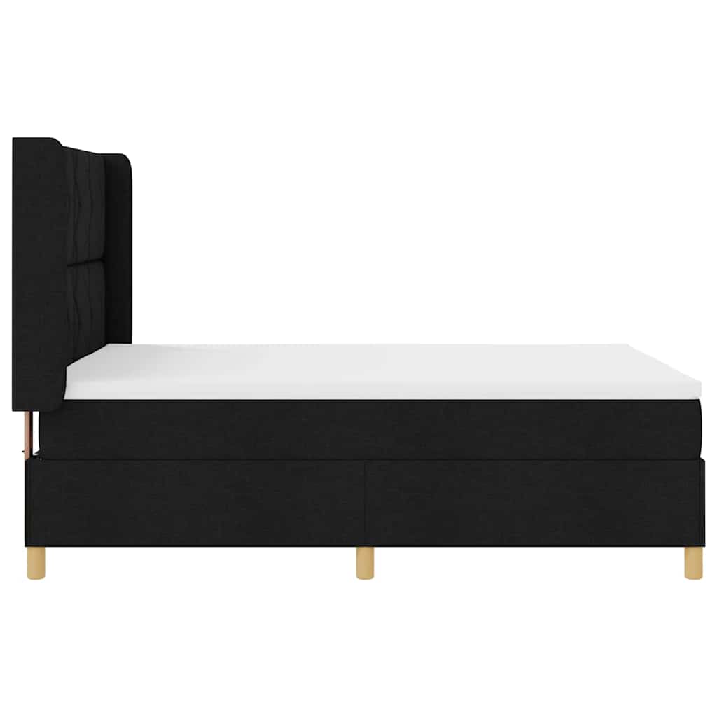 Box spring seng med LED-lysstrimler Sort 140 x 200 cm Stof