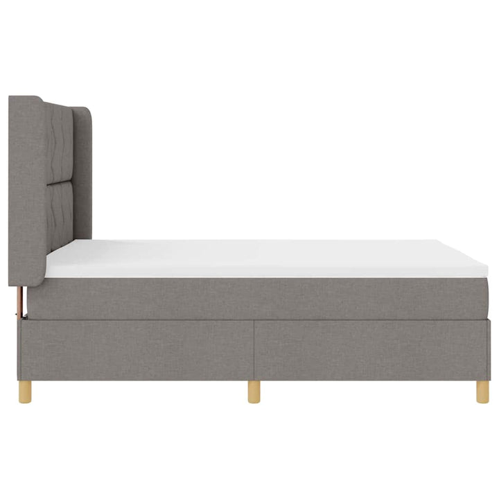 Box spring seng med LED-lysstrimler Gråbrun 140 x 200 cm Stof