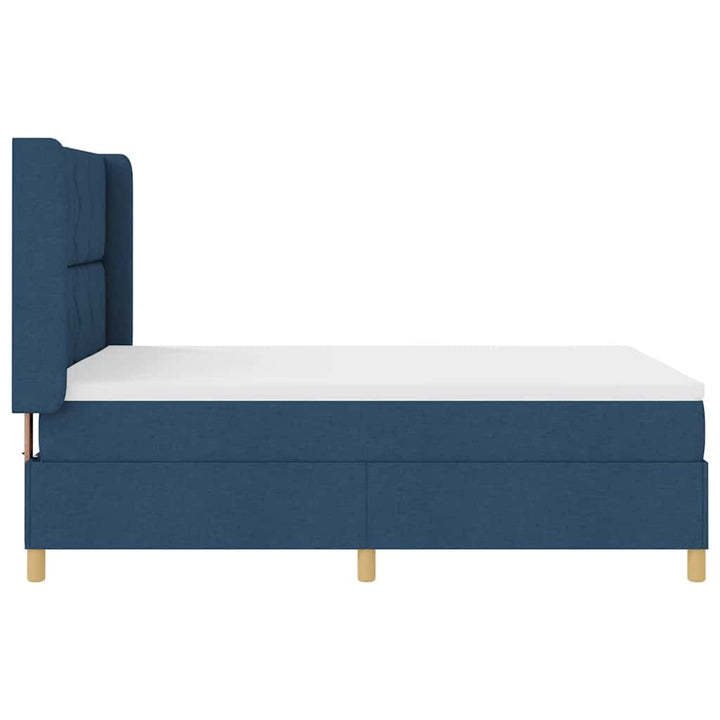 Box spring seng med LED-lysstrimler Blå 140 x 200 cm Stof