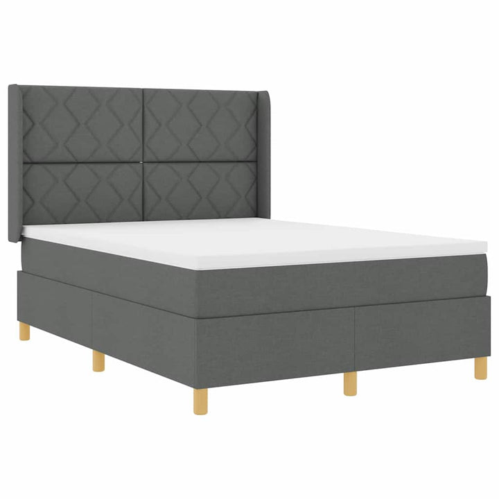 Box spring seng med LED-lysstrimler Grå 160 x 200 cm Stof