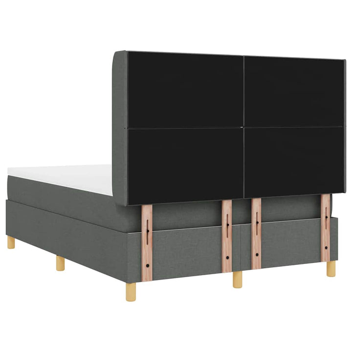 Box spring seng med LED-lysstrimler Grå 160 x 200 cm Stof