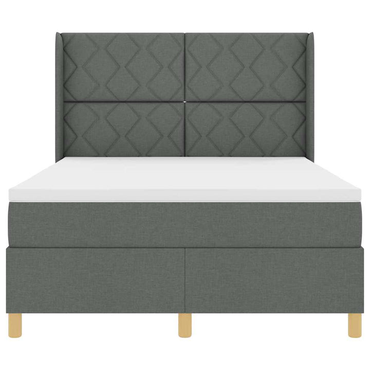 Box spring seng med LED-lysstrimler Grå 160 x 200 cm Stof