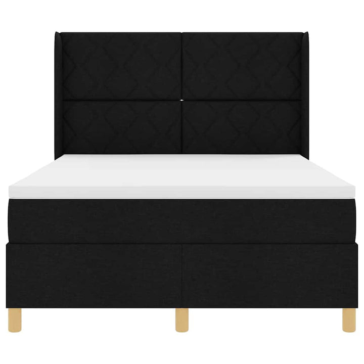 Box spring seng med LED-lysstrimler Sort 160 x 200 cm Stof