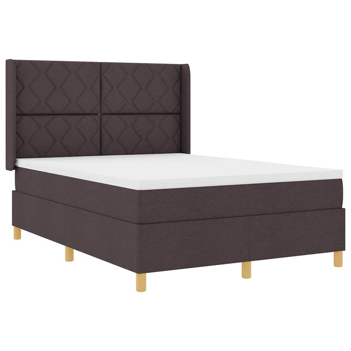 Box spring seng med LED-lysstrimler Brun 160 x 200 cm Stof