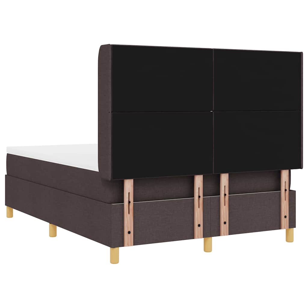 Box spring seng med LED-lysstrimler Brun 160 x 200 cm Stof
