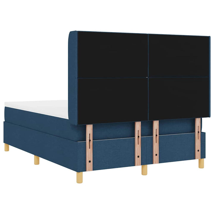 Box spring seng med LED-lysstrimler Blå 160 x 200 cm Stof
