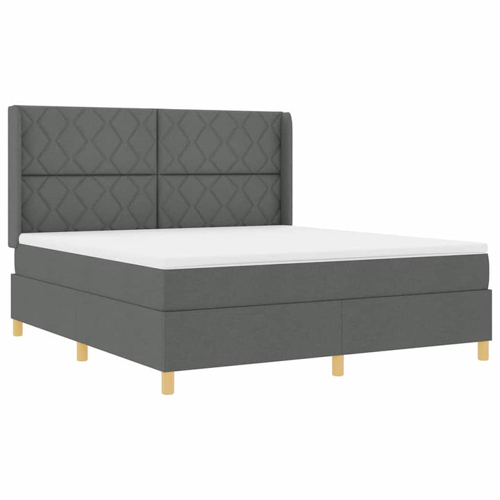 Box spring seng med LED-lysstrimler Grå 180 x 200 cm Stof