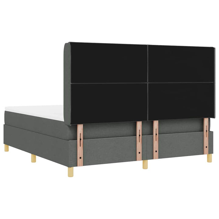 Box spring seng med LED-lysstrimler Grå 180 x 200 cm Stof