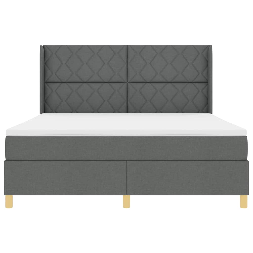Box spring seng med LED-lysstrimler Grå 180 x 200 cm Stof
