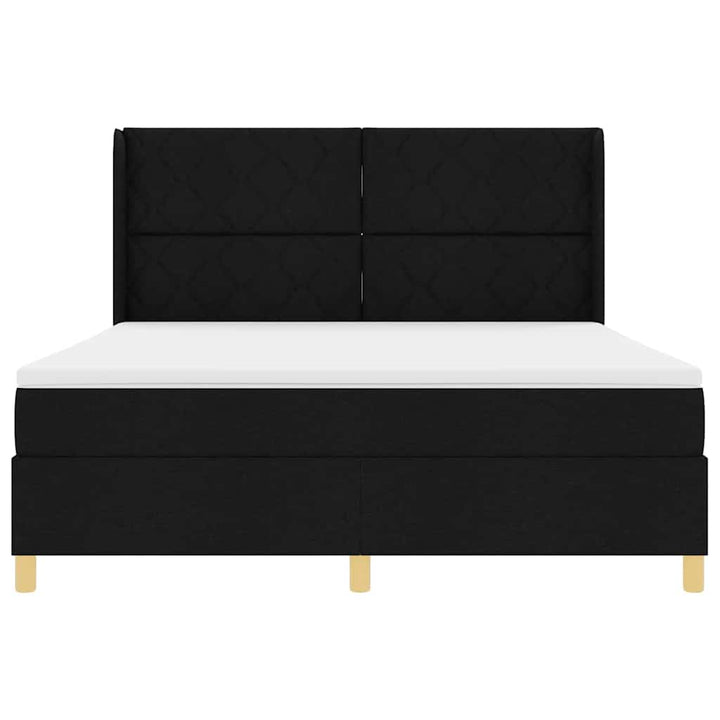 Box spring seng med LED-lysstrimler Sort 180 x 200 cm Stof