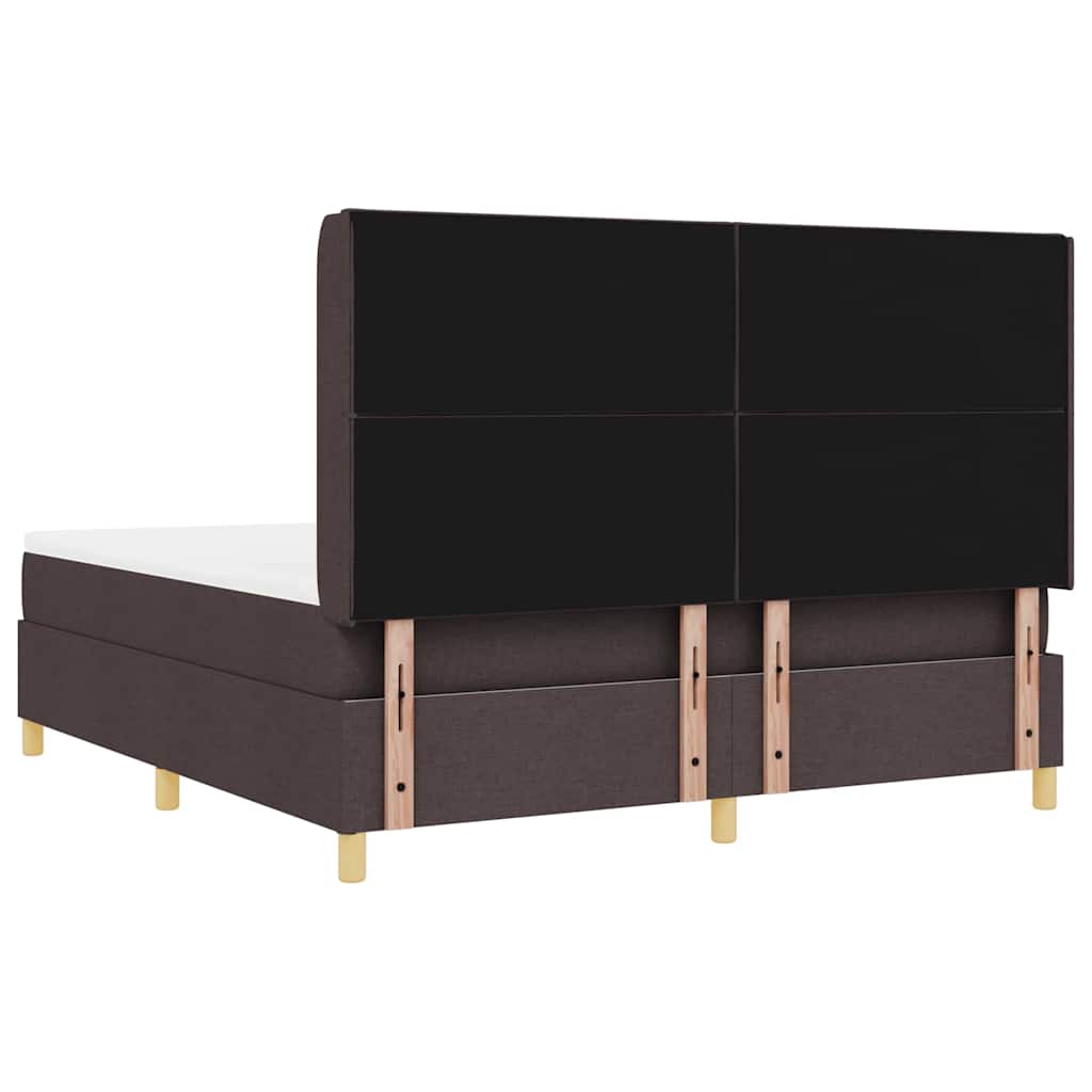 Box spring seng med LED-lysstrimler Brun 180 x 200 cm Stof