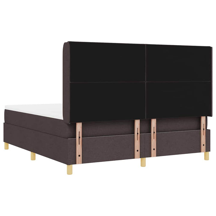 Box spring seng med LED-lysstrimler Brun 180 x 200 cm Stof
